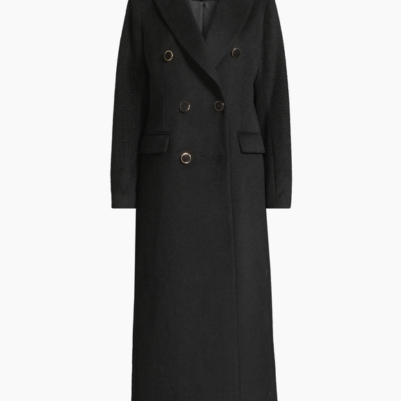 Milly Wool Blend Black Double Breasted Coat NWT Size XS - Picture 4 of 7